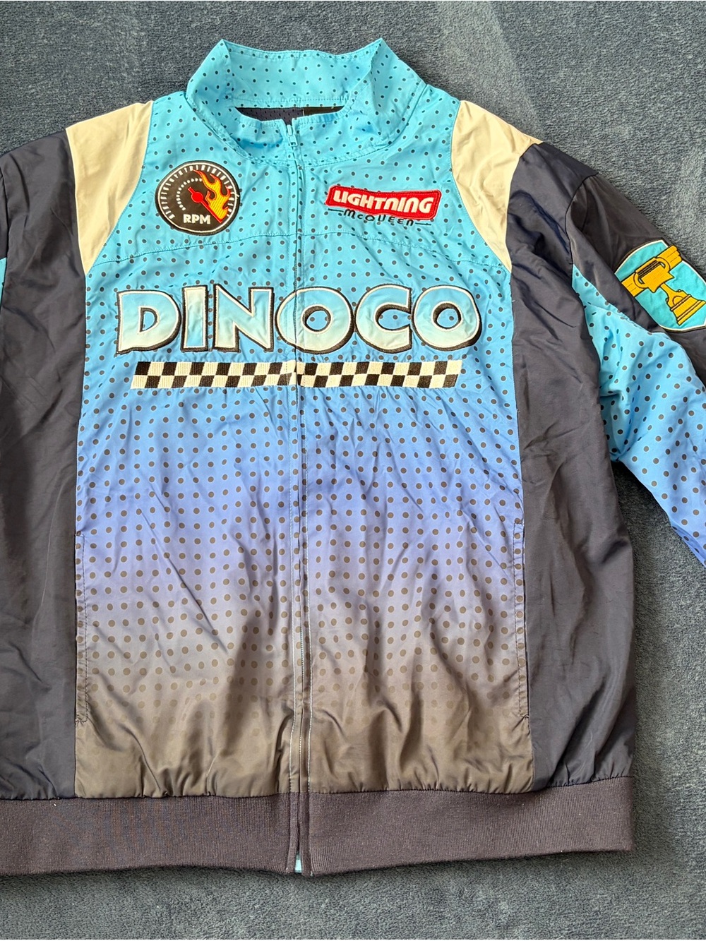 DISNEY/PIXAR Dinoco Lightning McQueen Blue Gradient Men’s Racing Jacket